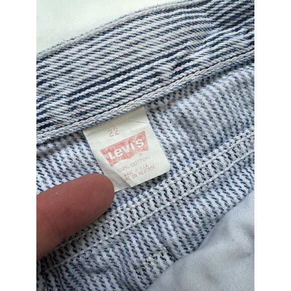 Levi's 900 Series Silver Tab 80s VTG Mom Jeans Blue White Railroad Stripe 34x30 - Picture 4 of 8